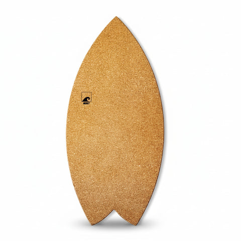 Norst Surf Balance Board, fish tail, cork top deck, Natural finish