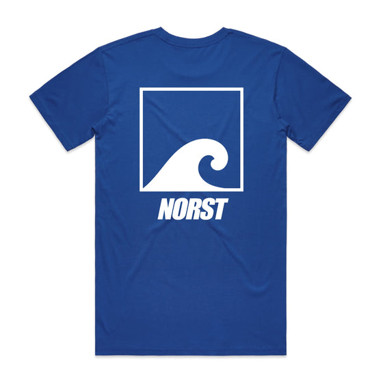 Norst Original T-Shirt – Logo Front & Back | Finished by Hand, Bright Blue